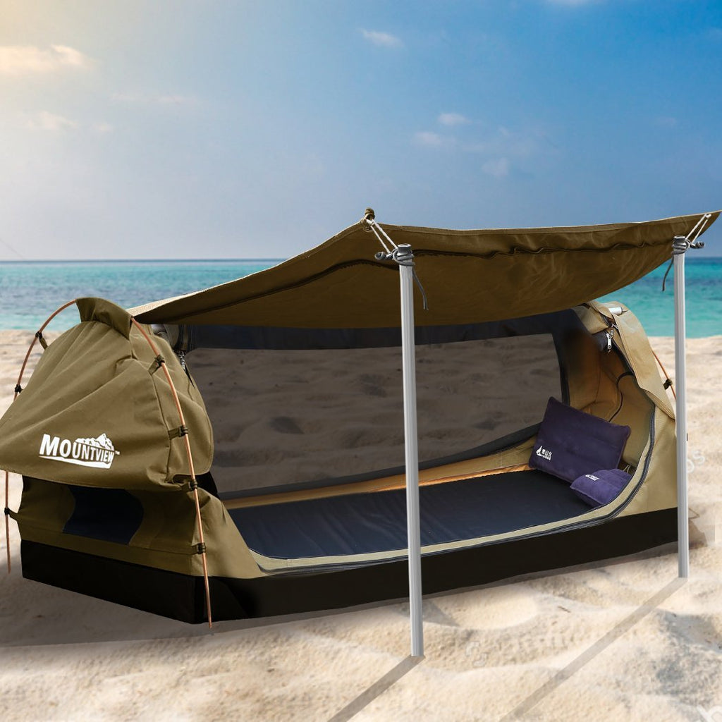Mountview Double Swag Camping Swags Canvas Dome Tent Free Standing