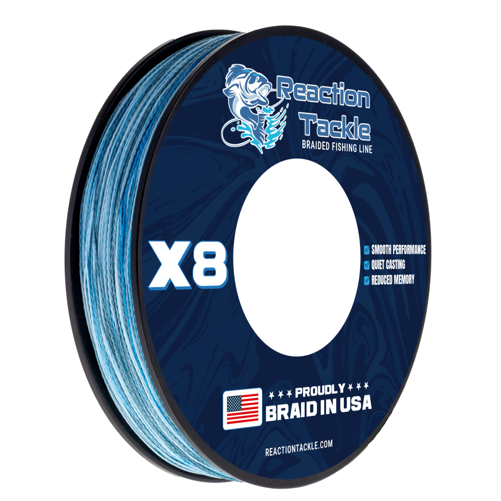 Reaction Tackle BRAIDED IN THE USA Fishing Line- 8X- NEW