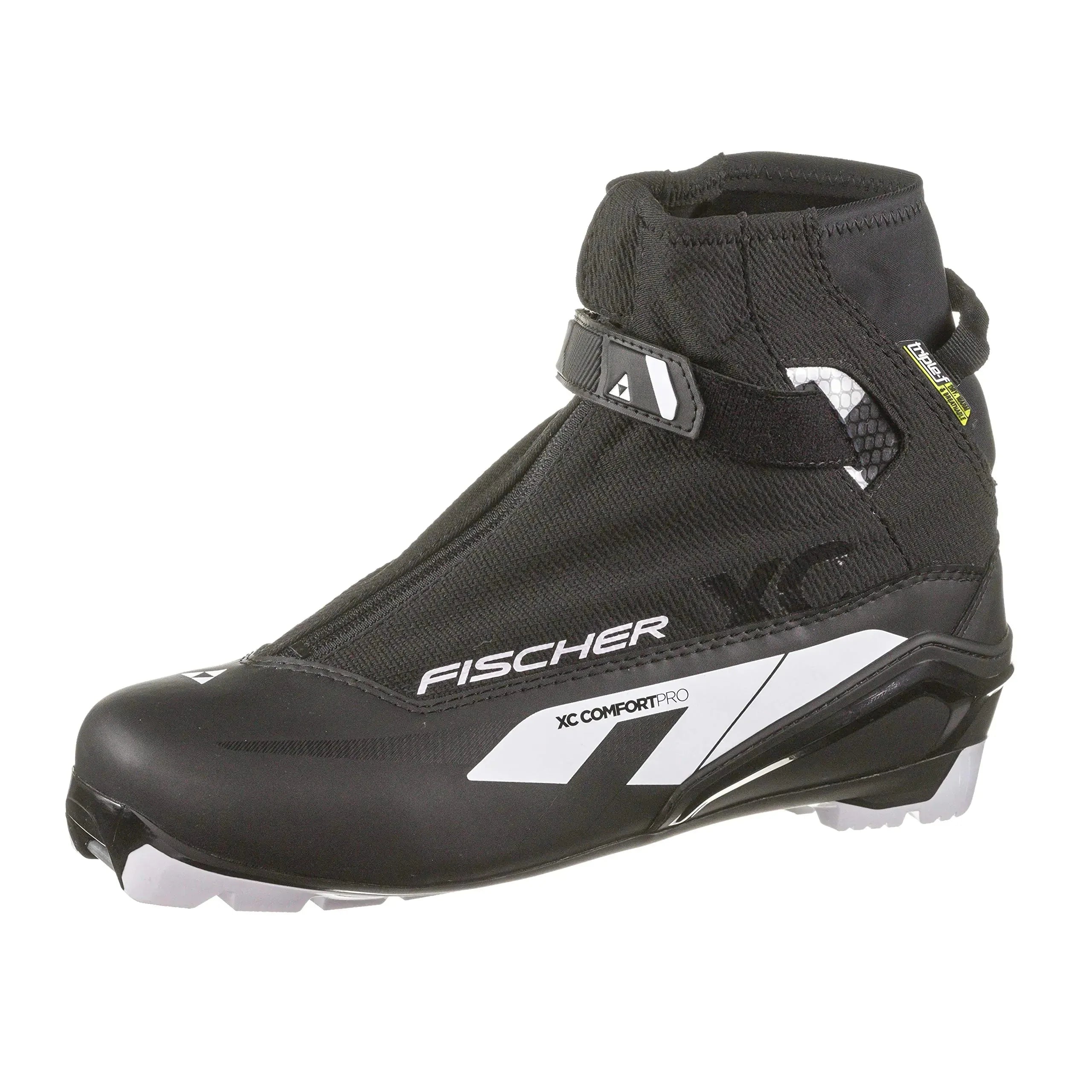 Fischer Mens XC Comfort PRO Adult Warm Lightweight Durable Stable Non Slip Fitness Outdoor Nordic Cross Country Ski Boots Black/White Size 43