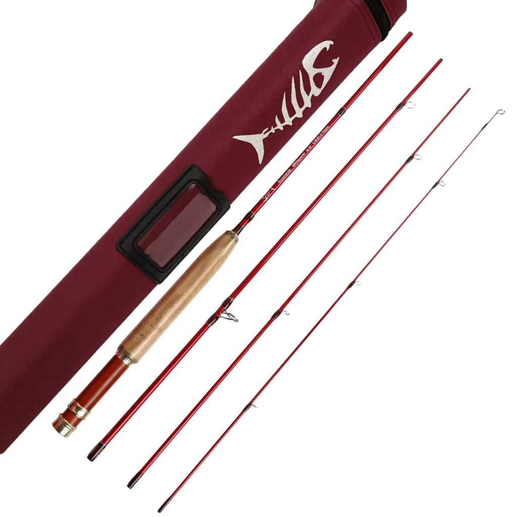 Aventik Whisperer Fly Fishing Rod 4 Pieces 6FT 0/1/2/3wt 7FT 3/4wt 24T Corbon Fiber Fast Action Super Compact Freshwater Ultra Light Fly Rod with Cordura Rod Tube (76 LW3/4)